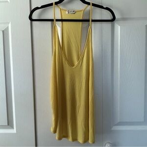 Free People Sunny Yellow Slinky Slink Textured Racer Back Tank Top- Size Medium